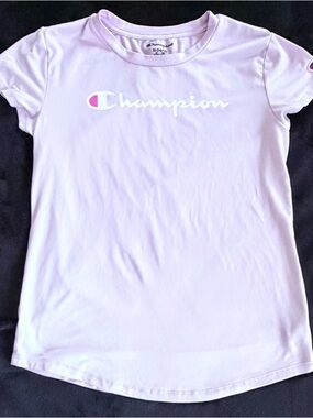 Champion Girls' Light Lavender Logo Short Sleeve Tee